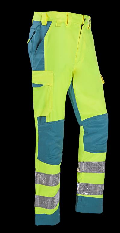 Ambulanciersbroek tweekleurige EN471 - Engel Normen Tweekleurige broek met 2 zijzakken, 2 achterzakken met versterking onderaan en rechts met klittenbandsluiting.