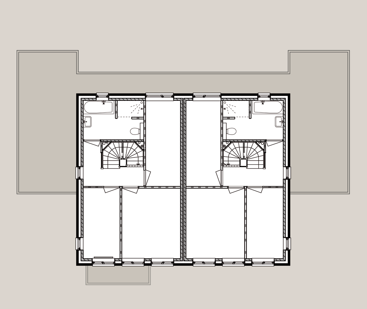 EERSTE VERDIEPING Een ruime overloop met vaste trap naar tweede verdieping, drie slaapkamers, een wit betegelde badkamer met bad, inloopdouche, wastafel, tweede toilet en een fraaie design