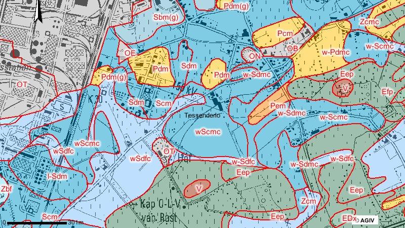 humeuze gronden met bruinachtige bovengrond die algemeen voorkomen in de nabijheid van valleien. Fig. 5: Overzicht van het bodemlandschap met aanduiding van het onderzoeksgebied 12.