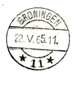 TBBS 0648 VDW 742 Stempel Nationale Postzegeltentoonstelling GRUNOPOST, afdruk in zwart Gebruiksperiode vrijdag 21 mei 1965 tot en met zondag 23 mei 1965.
