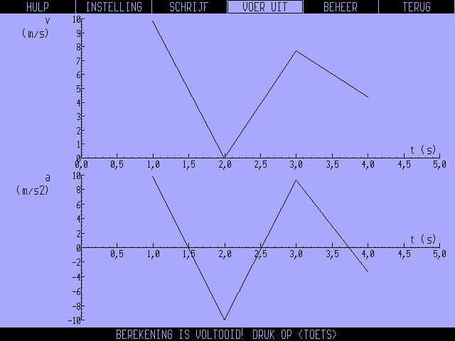 100 Met een modelprogramma voert men berekeningen uit aan een valbeweging. Hiervoor heeft men het volgende model ter beschikking. 'MODEL Fz=m*g 'zwaartekracht berekenen Fw=c*v^2 'wrijvingskr.