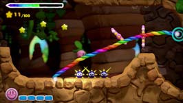 9 Levels Gebruik de stylus om regenboogtouwen te tekenen waarlangs Kirby kan rollen. Help hem om vijanden en andere gevaren te ontwijken, en probeer het eind van elk level te bereiken.