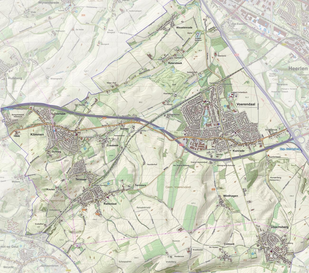 Voerendaal- Kunrade Voerendaal en Kunrade zijn van oorsprong twee afzonderlijke kernen. Gelet op de ruimtelijke en functionele verwevenheid worden de twee kernen doorgaans als één geheel gezien.