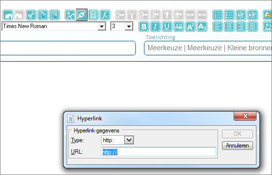 [4] Overige opties nieuwe editor Figuur: Knoppen van de editor. In de knoppenbalk zijn v.l.n.r. de volgende functies te vinden: - Ongedaan maken; maakt de laatste gedane handeling ongedaan.