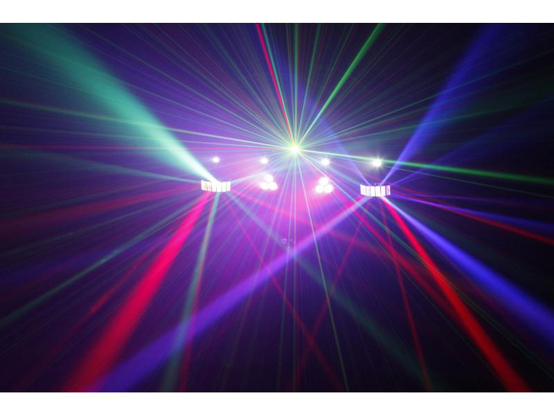 JB Systems Partybeams Gecombineerd Beams-effect met Strobo Beams: 8 LED projectors met 9W RGB LED s - 8 Strobo: 4 krachtige koud witte LED s DMX (3/9/14 kanaals), Muziek, Auto, Master/Slave