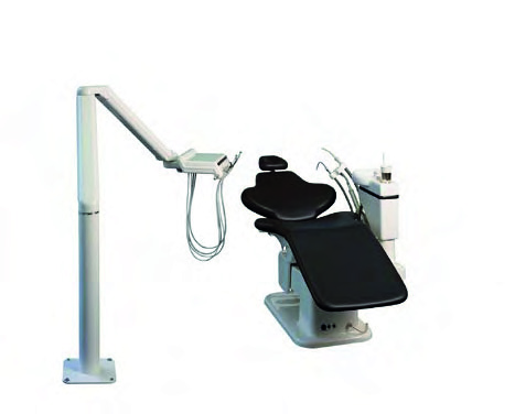 Vrije opstelling Spoeleenheid De stoeladapter voor de Classic patiëntenzetel kan uitgerust worden met een draaibare spoelkom met afzuiging, een extra tray, een operatielamp en een telescopische arm.