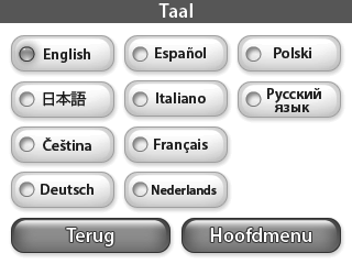 Taal Druk op de knop "Taal" om het talen scherm te openen.