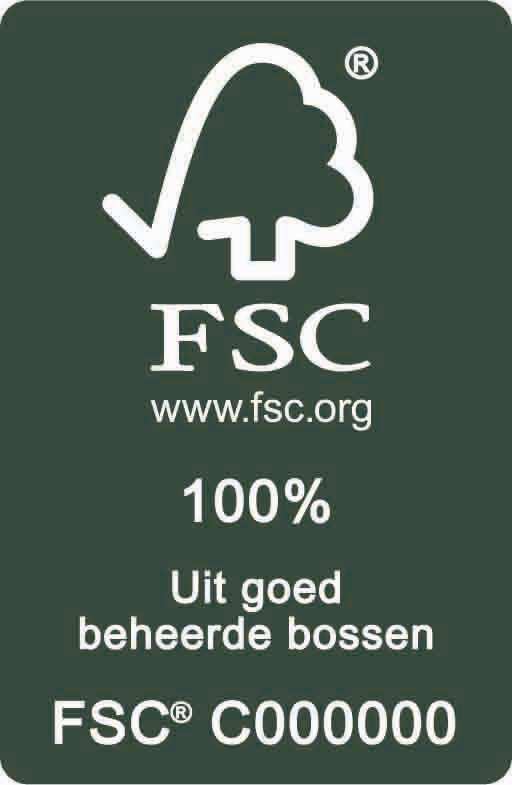 De 3 FSC labels FSC 100% (FSC Puur): het hele product (elke vezel of elk onderdeel) komt uit een FSC gecertificeerd bos FSC Recycled: het hele product (elke vezel of elk