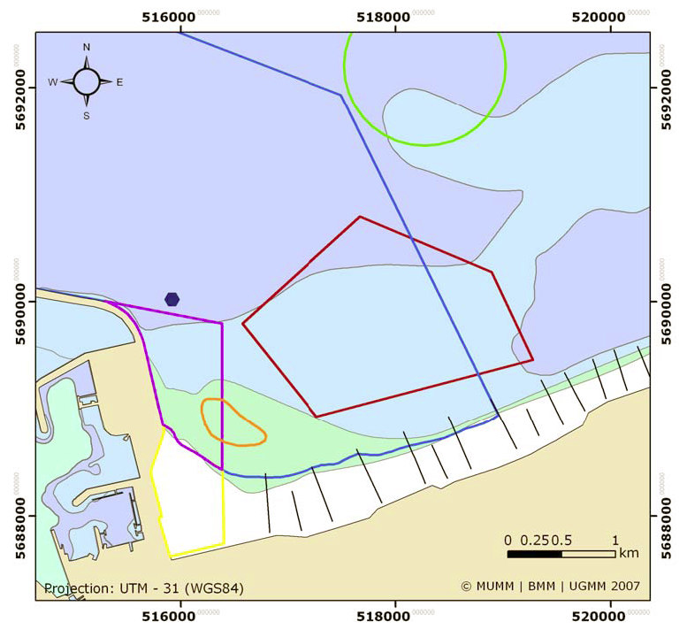 3.3. Het Gericht Marien Reservaat Baai van Heist Het Vlaamse strandreservaat van de Baai van Heist is zowel een Habitatrichtlijngebied als een Vogelrichtlijngebied en grenst aan het mariene