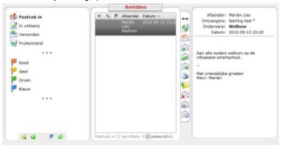 1. Toegang tot de berichten Als u Berichten selecteert (in de horizontale werkbalk bovenaan in het startscherm), dan hebt u toegang tot het interne berichtensysteem van.