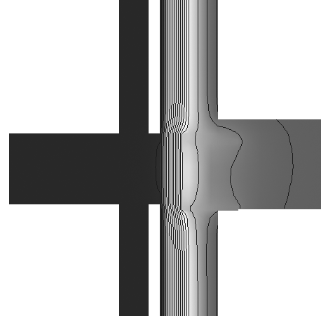 Balkon als thermische brug Figuur 12a: Aansluiting Staalprofiel HEA 140 met KS14. Figuur 12b: Thermografisch beeld (warmtestroomlijnen) bij aansluiting 12a.