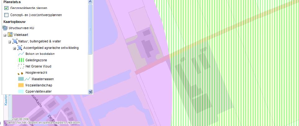 Visiekaart. In de structuurvisie is de locatie gelegen in de Groene geledingszone.