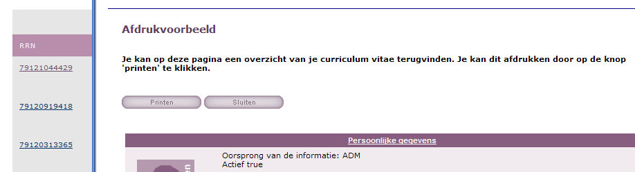 Icoontjes: -> Zoeken naar gegevens kandidaten binnen specifieke categorie (vb.: ingeschreven kandidaten binnen CvCheck, kandidaat diploma gevalideerd, ).