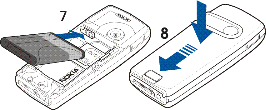 3. Verwijder de batterij door deze uit de telefoon te tillen (3). 4. Trek voorzichtig aan de vergrendelingsclip van de SIM kaarthouder om de houder te openen (4). 5.