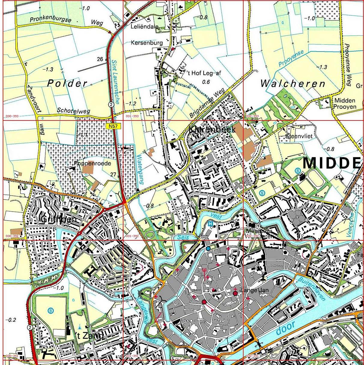 Fig. I - 1 Het plangebied Sprencklaan achter de Noordweg op een topografische