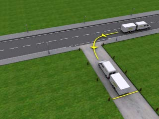 Keren met gebruik maken van een zijstraat Hoe te handelen: Stop met de combinatie aan de zijkant van de rijbaan Rijdt met de combinatie voorbij de zijstraat en stop 50 cm naast de zijkant van de