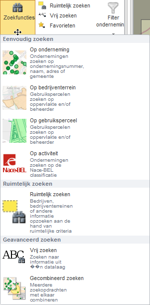 7.4. Zoeken Via de knop Zoekfuncties zijn verschillende mogelijke manieren beschikbaar om te