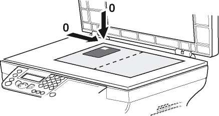 10 Plaats uw identiteitskaart of een andere officieel document op het glas van de flatbedscanner, zoals hieronder afgebeeld: DOC OMKEREN VERV.OK 12 Draai uw document om en bevestig met de knop OK.