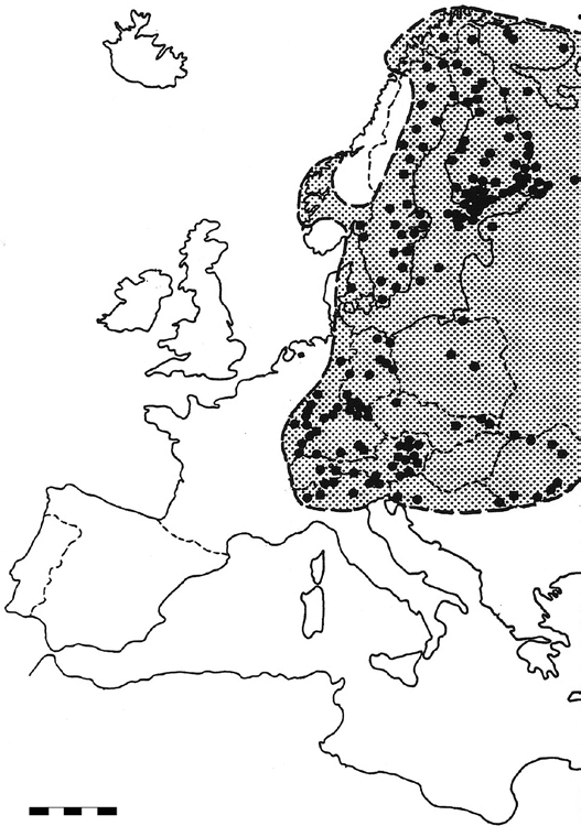entomologische berichten 131 50 km 0 500 km 1. Verspreiding van de stronkmier (Formica truncorum) in Nederland (open cirkel = uitgestorven). 1. Distribution of the trunk ant (F.