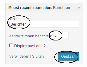 Weergave Widgets Opdracht 12, Widgets Voeg drie widgets (meest recente berichten, twitter en facebook.) toe aan je site. Maar wat zijn nu eigelijk Widgets?