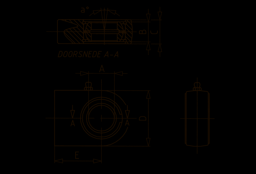 Type A B C D E a TS20N 20 16 0.12 19 50 38 9º TS25N 25 20 0.12 23 55 45 7º TS30N 30 22 0.12 28 65 51 6º TS35N 35 25 0.12 30 83 61 6º TS40N 40 28 0.12 35 100 69 7º TS45N 45 32 0.