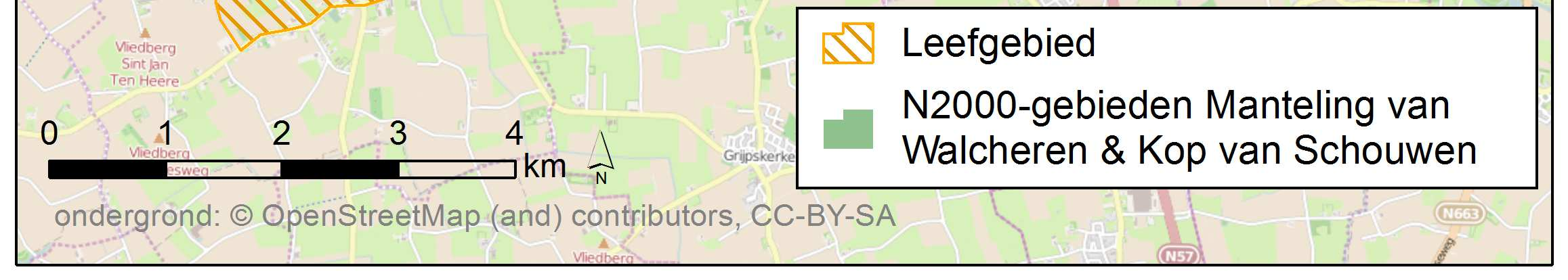 Figuur 3.19 Begrenzing van Natura 2-gebied en het leefgebied van de damherten.