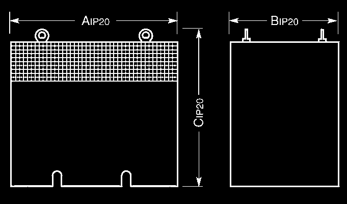 Industrial transformers 7 IP20-beschermingskasten Boîtiers de protection IP20 Type IP20-kast code kast afmetingen kast gewicht kast pag.