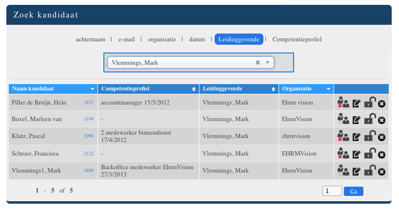 KANDIDAATGEGEVENS BEWERKEN Als je bestaande kandidaatgegevens wilt bewerken, klik je in het hoofdmenu van de portal op 'kandidaat admin'. Vervolgens klik je op 'bewerken kandidaat'.