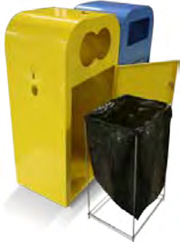 66 Tura Gemaakt van plaat staal, is deze afvalbak afgewerkt in twee kleuren; afhankelijk van het afvalsoort.
