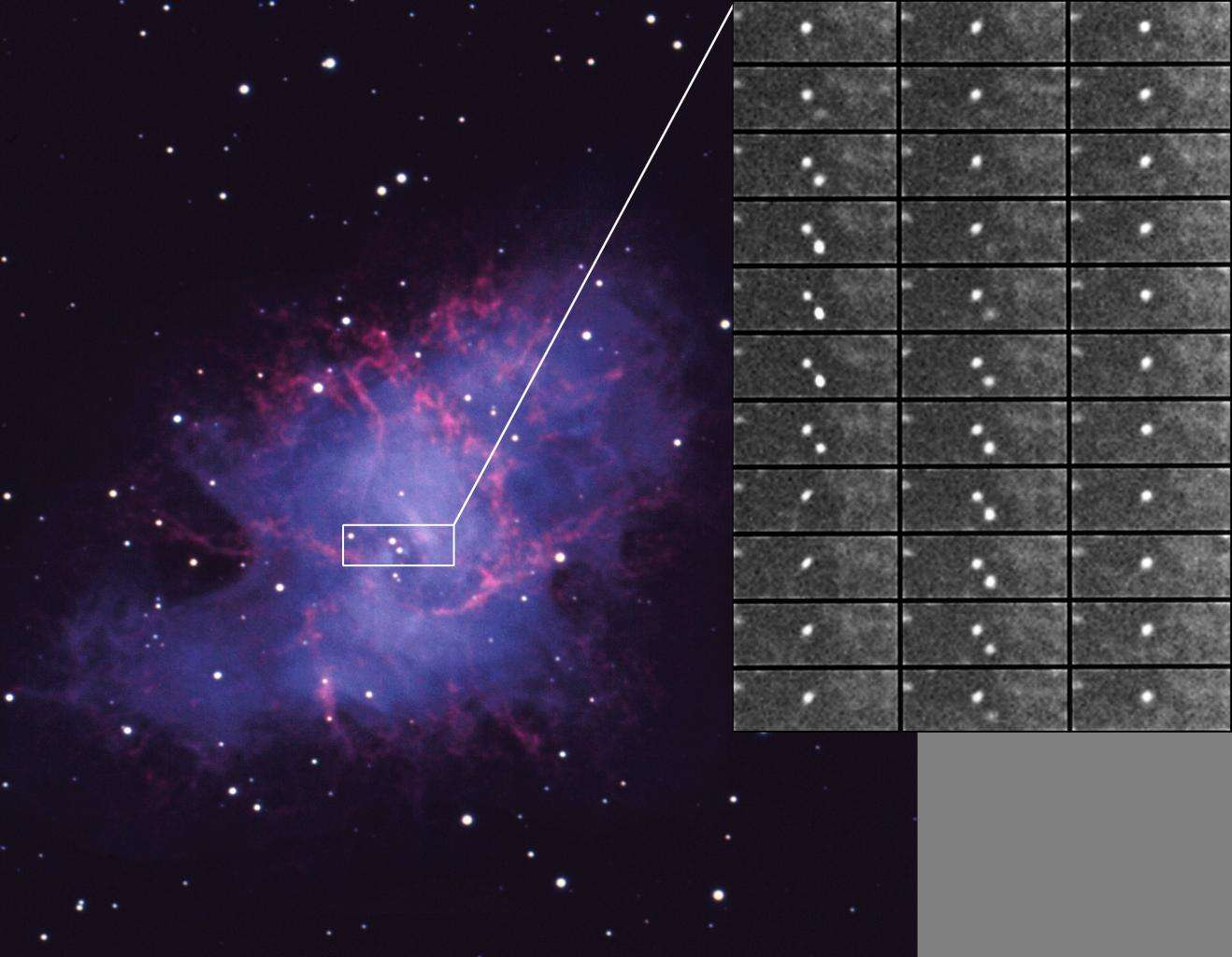 De pulsar in de Crab nevel 1572 Tycho