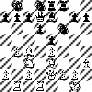 Hier is het kiezen tussen 25.Lg4 en 25.Tfxf6, beide zetten zijn goed. Guus speelde het concrete: 25.Tfxf6! exf6 26.Dxf6+ Kg8 27.Te7 Dxe7 28.Dxe7 Lxd5 29.cxd5 Te8 3.Db7 Tab8 31.Da6 Te4 32.