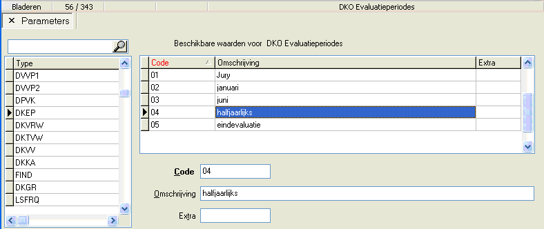 HOOFDSTUK 1. DKO EVALUATIE 11 1.1.2 Criteria Figuur 1.11: Criteria Een vakonderdeel bestaat uit één of meerdere criteria. Een criterium wordt bepaald door code, vakonderdeel en periode.