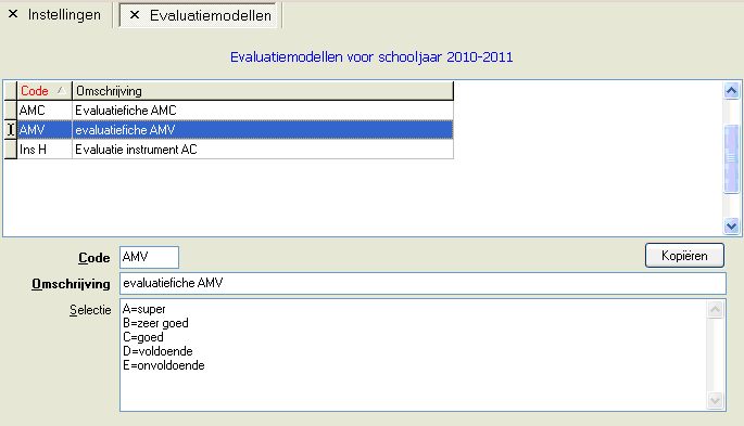 HOOFDSTUK 1. DKO EVALUATIE 7 Figuur 1.4: Evaluatiemodel Een nieuw evaluatiemodel wordt aangemaakt door op het icoontje te klikken. Eerst vul je een nieuwe code in.