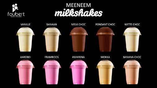 Milkshakes Ontdek onze milkshakes, gemaakt van ons huisbereid roomijs.