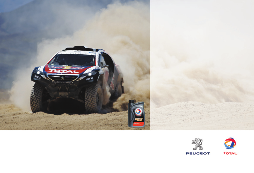 PEUGEOT & TOTAL EEN SAMENWERKING IN HET TEKEN VAN PRESTATIES! Sinds 2015 neemt Peugeot weer officieel deel aan rallyraids, een van de zwaarste vormen van autosport ter wereld.