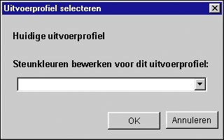 SPOT-ON 58 Spot-On starten Als u Spot-On wilt gebruiken, moet u eerst het uitvoerprofiel opgeven dat is gekoppeld aan de steunkleurenbibliotheek die u wilt bewerken.