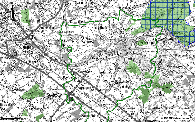 NATURA 2000 SBZ-H (groen) en SBZ-V (blauw raster) als deel van NATURA 2000 (informatie en kaart uit Geo-loket, OC GIS Vlaanderen) In het kader van de Europese vogelrichtlijn en de habitatrichtlijn,