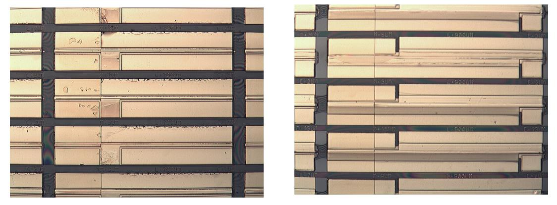 4.13 Besluit 78 Figuur 4.37: Samples na het aandikken van de contacten Ten slotte worden de gekliefde lasers op een koperplaat gehecht. Als hechtmiddel wordt een zilver epoxy materiaal gebruikt.