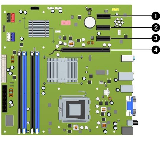 Uitbreidingskaarten verwijderen of installeren De computer heeft drie PCI Express x1-uitbreidingsslots en één PCI Express x16-uitbreidingsslot.