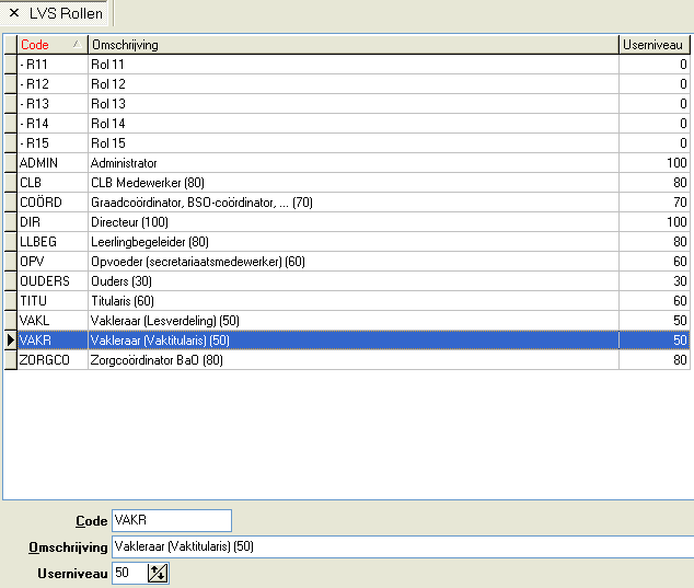 HOOFDSTUK 1. LEERLINGVOLGSYSTEEM 5 1.1.1 Definiëren van de rollen In de eerste stap van het opzetten van het leerlingvolgsysteem zal je de rollen die voorkomen in jullie instellingen moeten definiëren.