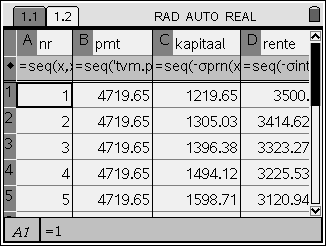 Duur 45 minuten Overziht Tijdens deze lesativiteit leer je werken met rijen en een aantal finaniële funties, die ingebuwd zijn in TI-Nspire TM. Je gaat een aflssingstabel pstellen.