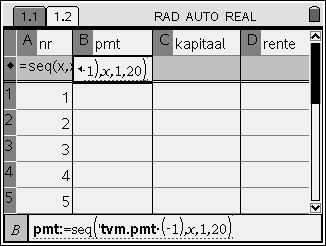 We vermenigvuldigen tvm/pmt met (-1) m psitieve waarden te bekmen in de tabel.