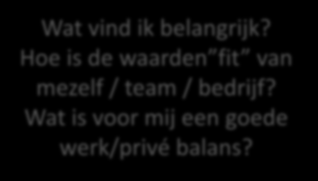 Uitgangspunt 2: alle verdiepingen meenemen voor passende loopbaankeuze en -stap Hoe zit het met mijn energiepeil op het werk, wat zijn energiegevers en -vreters?