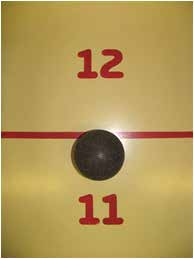 23. Raakt bij de puntenslag de ronding van de bal de lijn, dan wordt het aantal punten gegeven van het meest tellende vak. 24.