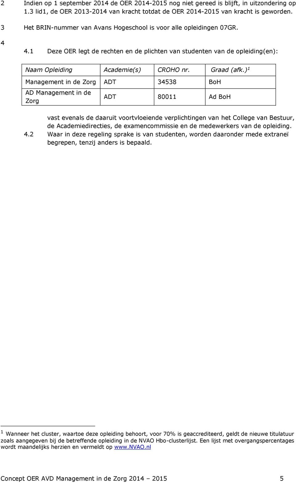 ) 1 Management in de Zorg ADT 34538 BoH AD Management in de Zorg ADT 80011 Ad BoH vast evenals de daaruit voortvloeiende verplichtingen van het College van Bestuur, de Academiedirecties, de