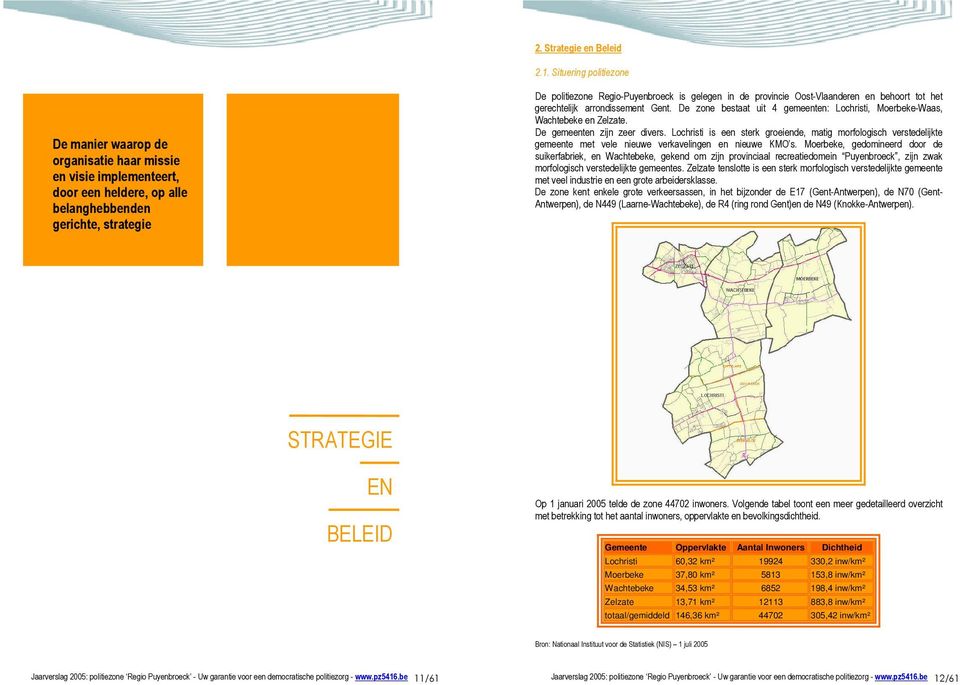 Gemeente Oppervlakte Aantal Inwoners Dichtheid Lochristi 60,32 km² 19924 330,2 inw/km² Moerbeke 37,80 km² 5813 153,8 inw/km²