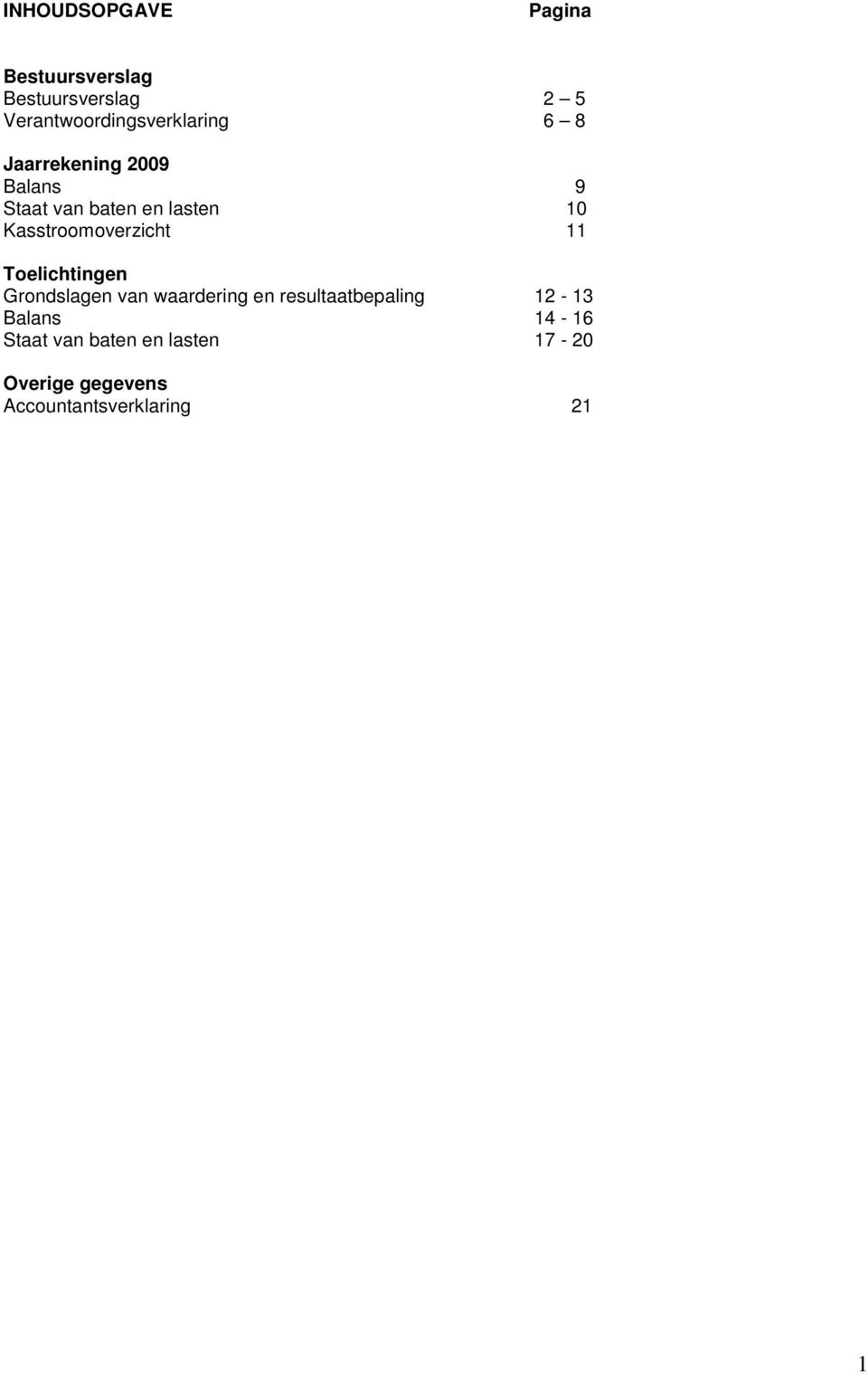 lasten 10 Kasstroomoverzicht 11 Toelichtingen Grondslagen van waardering en