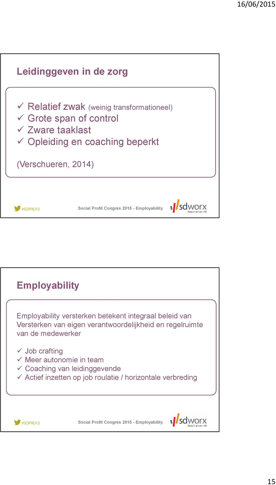 integraal beleid van Versterken van eigen verantwoordelijkheid en regelruimte van de medewerker Job