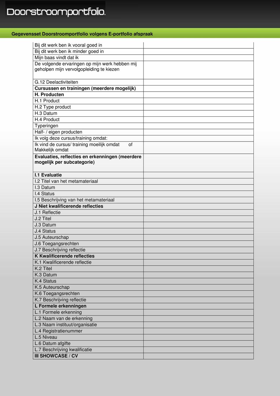 4 Product Typeringen Half- / eigen producten Ik volg deze cursus/training omdat: Ik vind de cursus/ training moeilijk omdat of Makkelijk omdat Evaluaties, reflecties en erkenningen (meerdere mogelijk