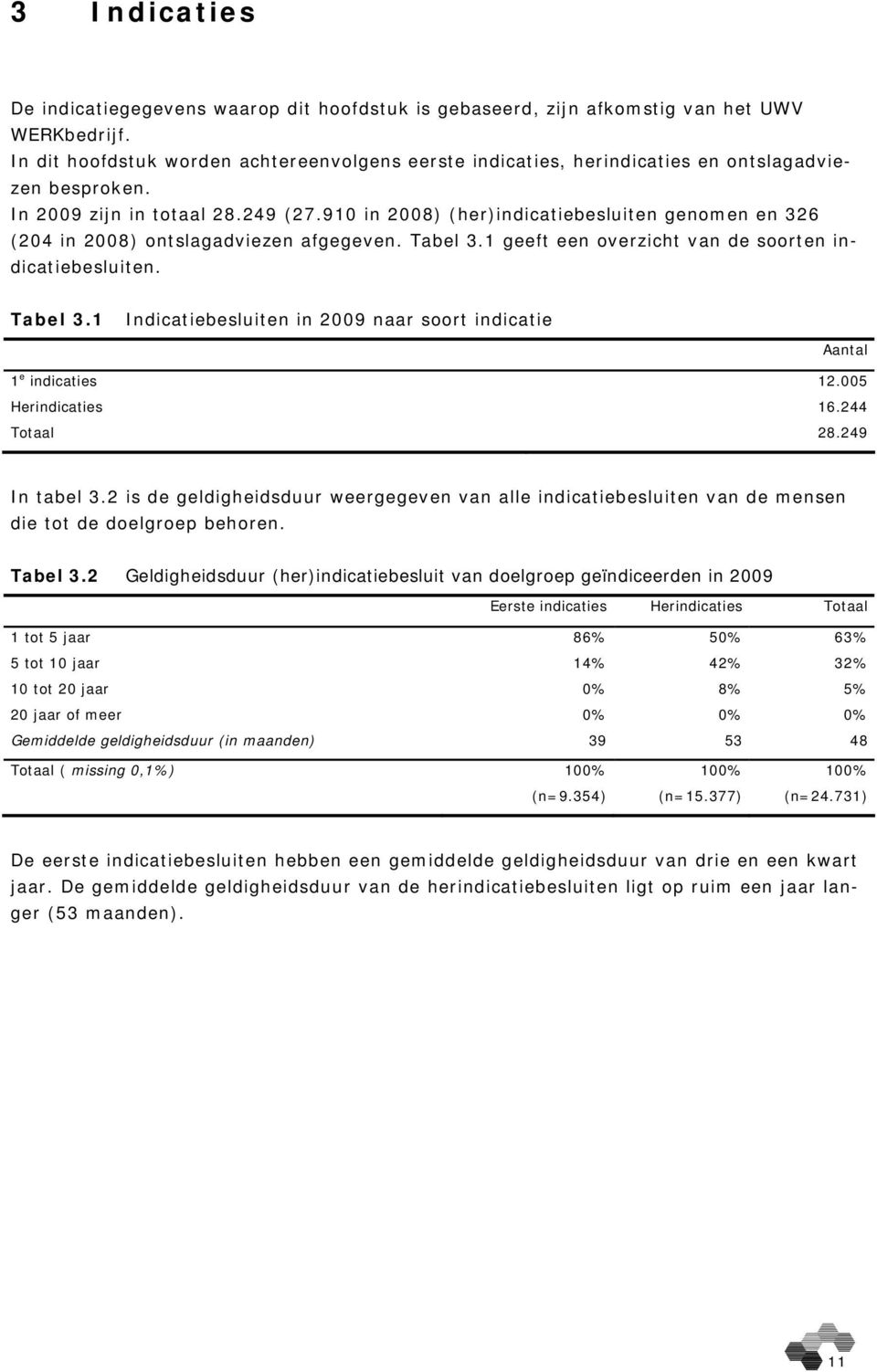 910 in 2008) (her)indicatiebesluiten genomen en 326 (204 in 2008) ontslagadviezen afgegeven. Tabel 3.1 geeft een overzicht van de soorten indicatiebesluiten. Tabel 3.1 Indicatiebesluiten in 2009 naar soort indicatie Aantal 1 e indicaties 12.